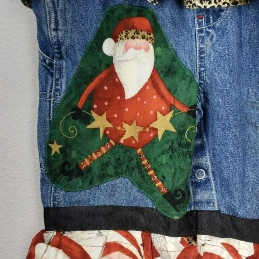 Baby Gap Santa Design Girls 12-18 Months Denim Overalls‎